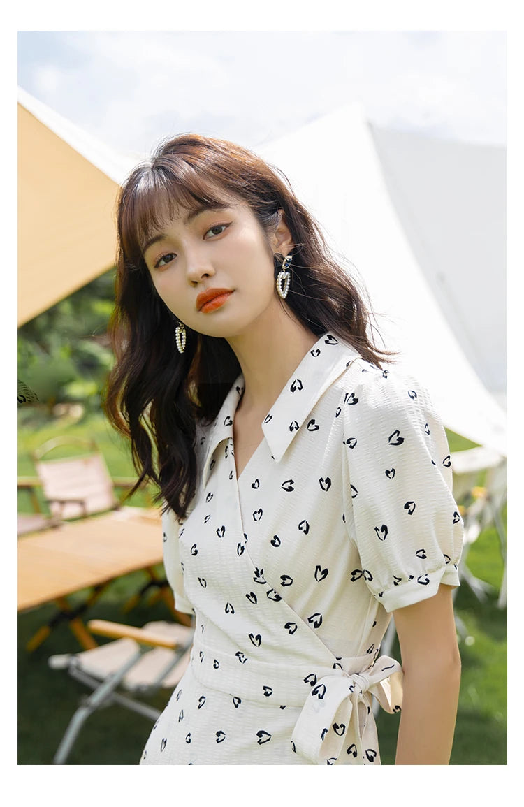 Mishow Red Chiffon V-Neck Floral Midi Dress MXA29L0356