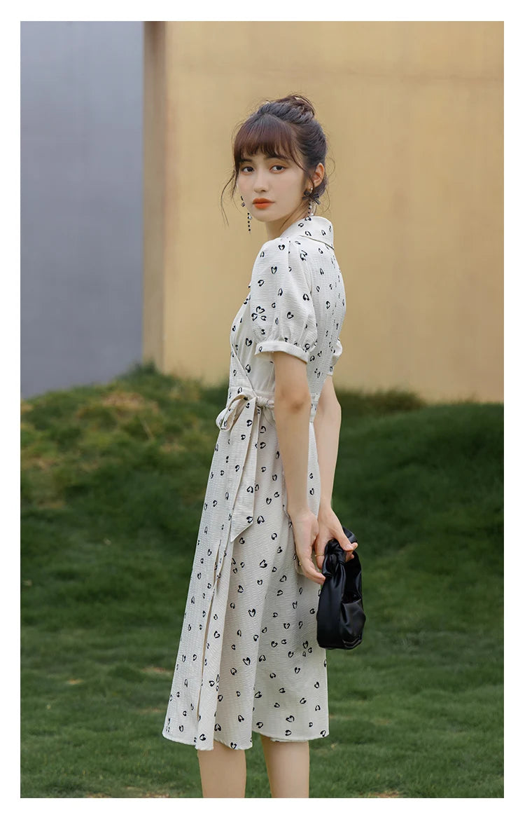 Mishow Red Chiffon V-Neck Floral Midi Dress MXA29L0356