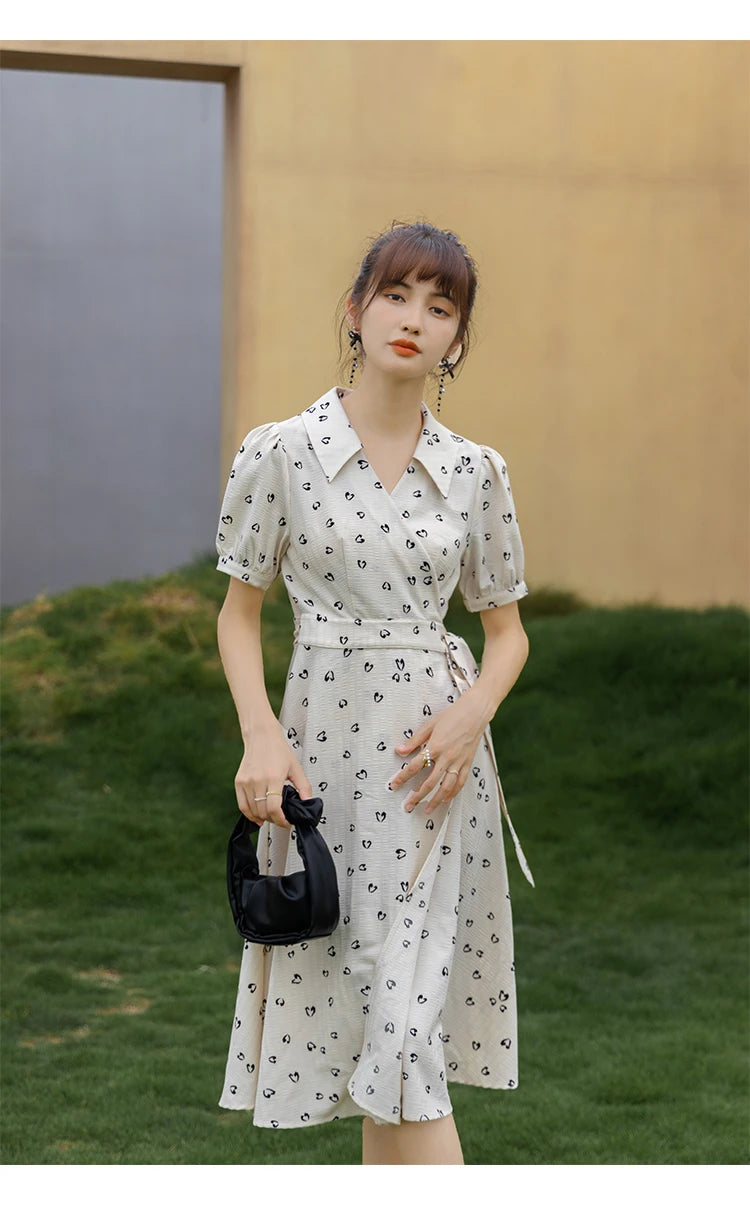 Mishow Red Chiffon V-Neck Floral Midi Dress MXA29L0356