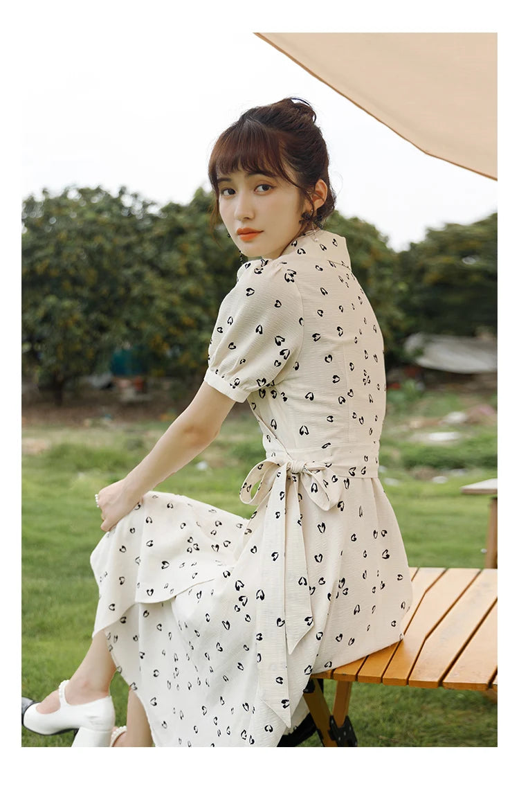 Mishow Red Chiffon V-Neck Floral Midi Dress MXA29L0356