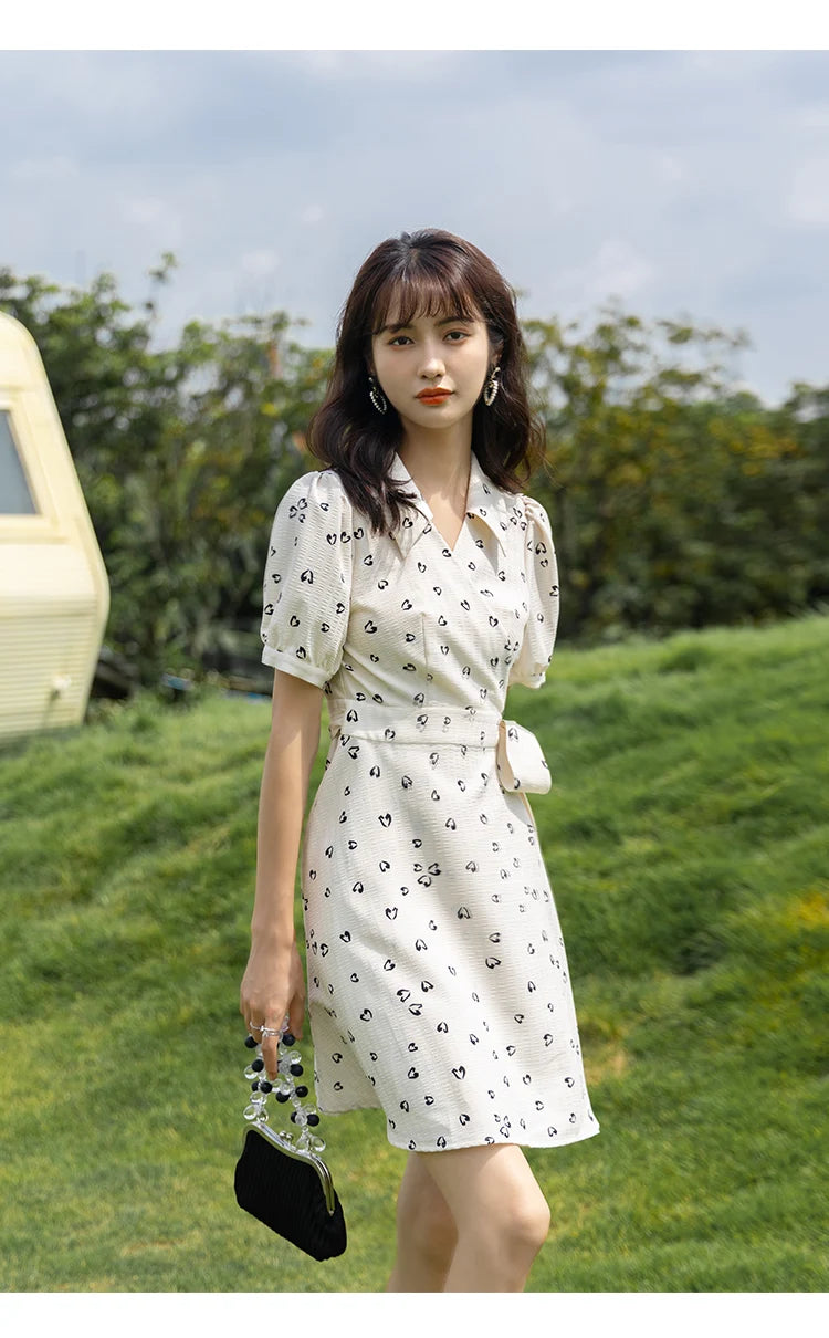 Mishow Red Chiffon V-Neck Floral Midi Dress MXA29L0356