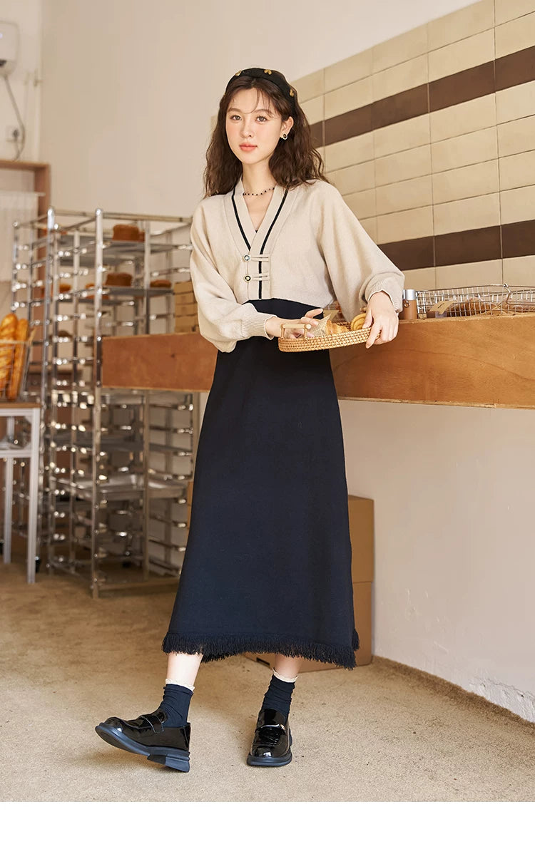 MISHOW Knitted Lantern Sleeve Sweater Dress MXC46L1589