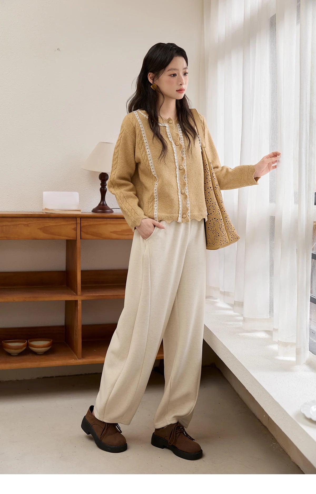 MISHOW Wide-Leg Pants Elastic Waist Pockets Comfortable MXE51K1093