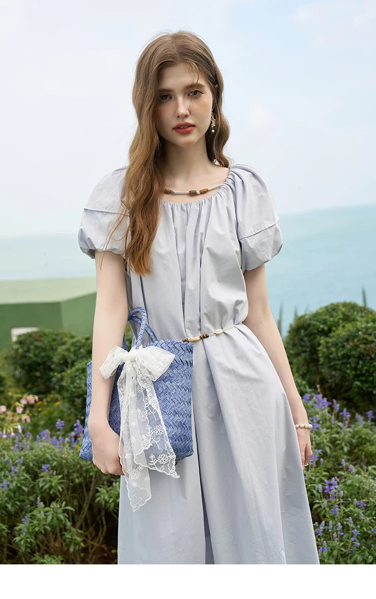 MISHOW 100% Cotton Bohemian Bubble Sleeve Dress MXD26L1940