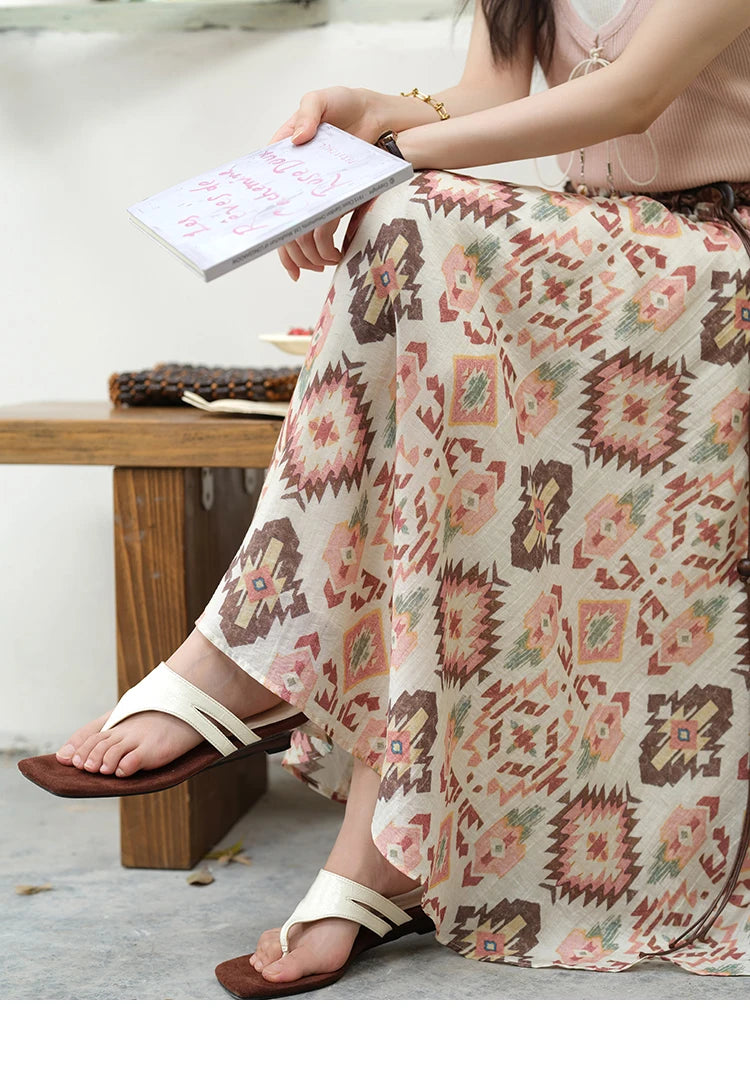 MISHOW Geometric Print Half Skirt Prairie Chic Pocket Vacation A-Line MXE37B0760