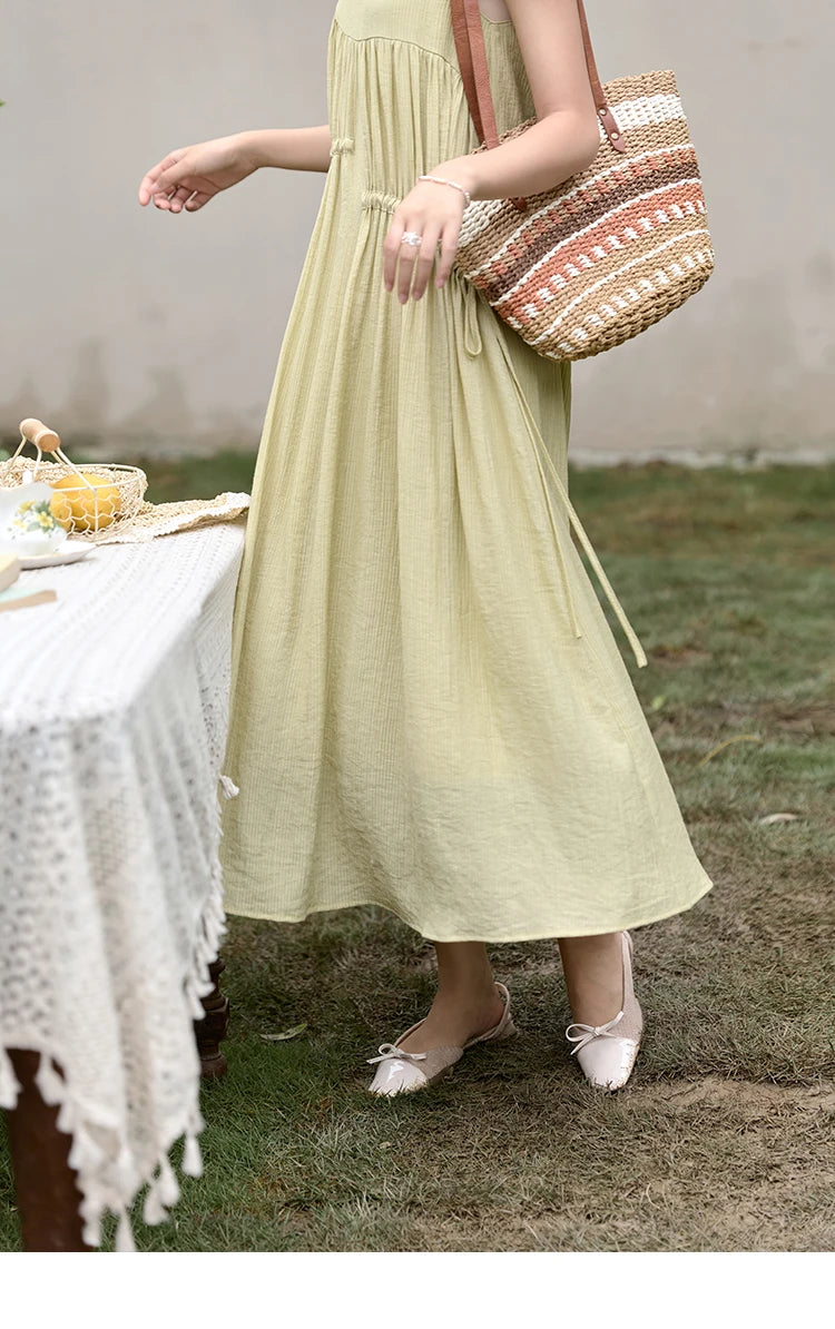 Mishow Irregular Pleated Olive Green Drawstring Dress MXD31L1928