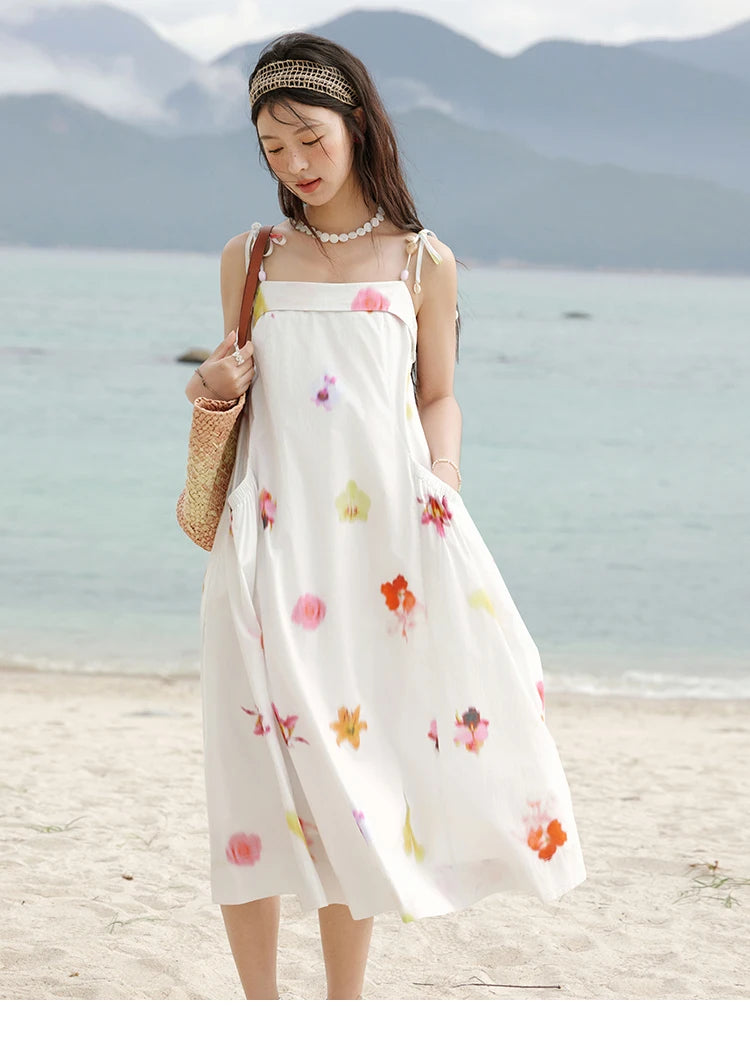 Mishow Korean Floral Shell Decoration Camisole Dress MXE32L2213