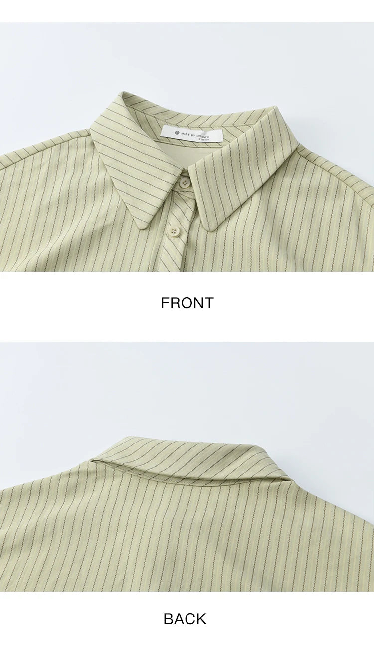 MISHOW Women's Green Striped Shirt MXE49C2414