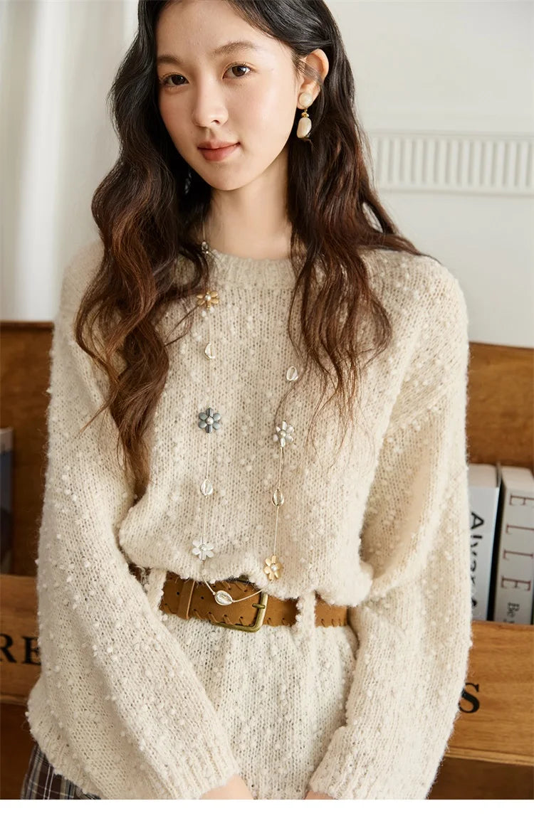 Mishow Belt Waist Drop Shoulder Wool Pullover MXE46Z2582