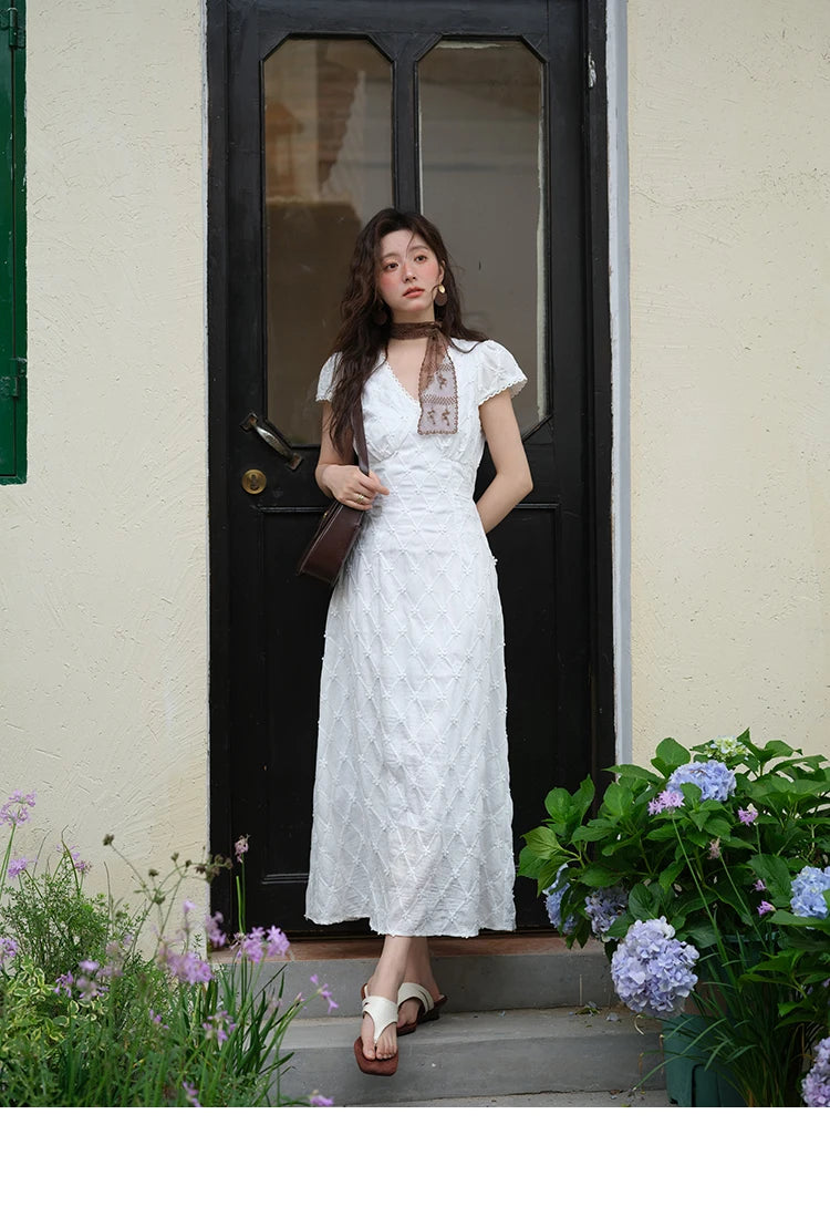 Mishow V-Neck Lace Spliced Embroidery Dress MXE38L2378