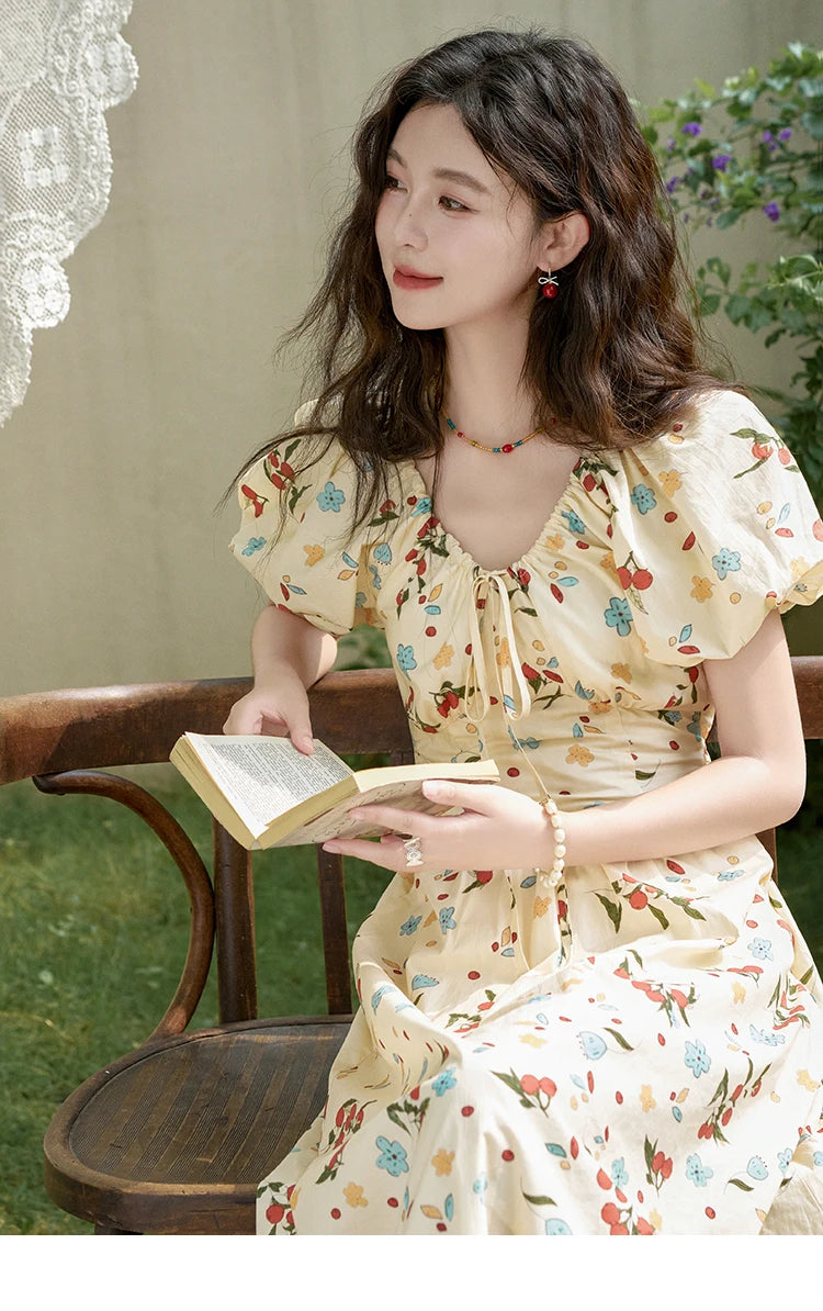 Mishow French 100% Cotton Floral V-Neck Dress MXD30L1868