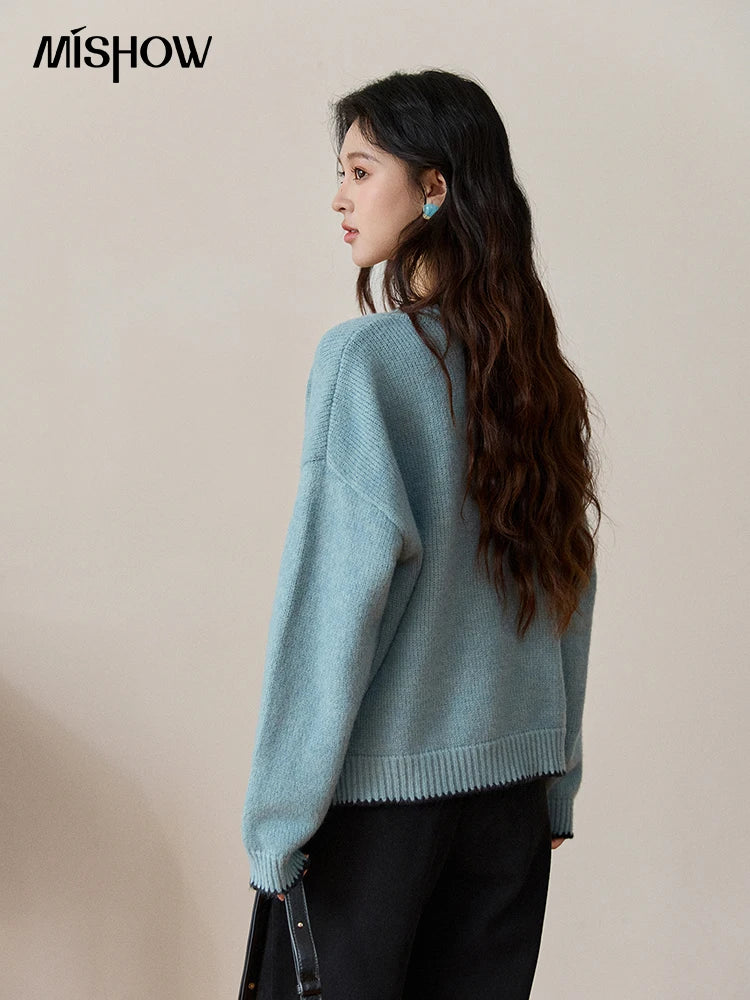 Mishow Yellow Color Collision Edge Pocket Cardigan MXE94Z2973