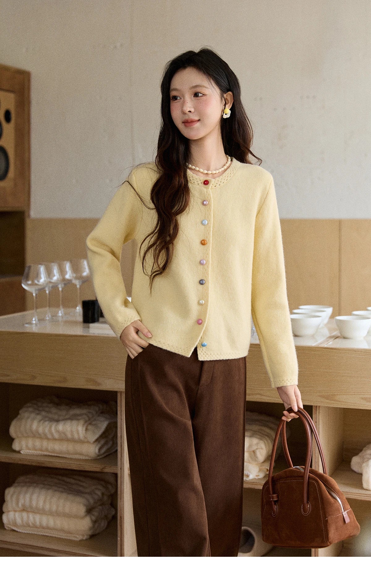 Mishow Rainbow Button Hollow Out Cardigan MXE90Z2796