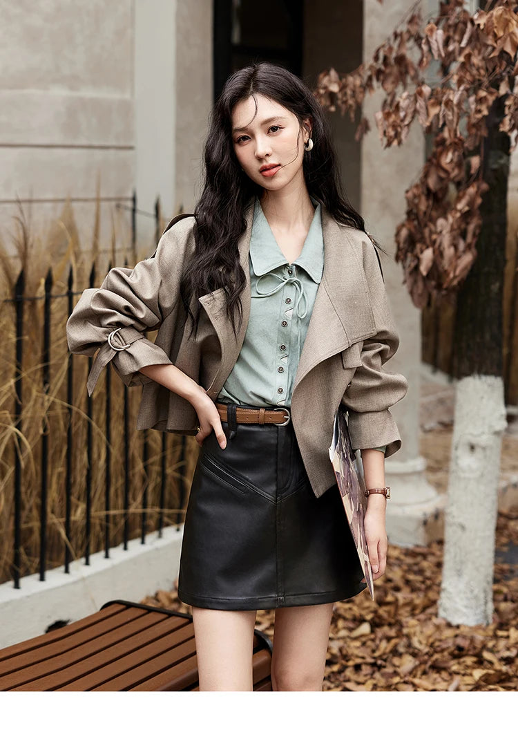 MISHOW Vintage Green Blouse Bow Lace-Up Lantern Sleeve MXD44C0337