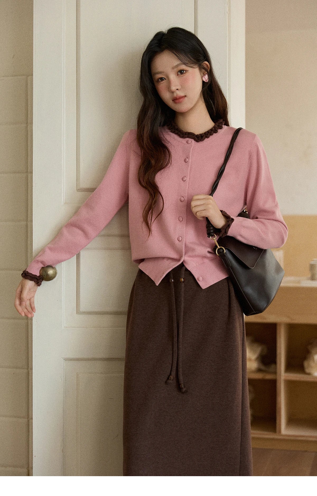 Mishow Retro Ruffle O-Neck Knit Cardigan MXE91Z2749