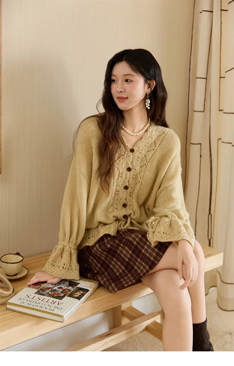 Mishow Handmade Crochet Mohair Flare Sleeve Cardigan MXE47Z2513