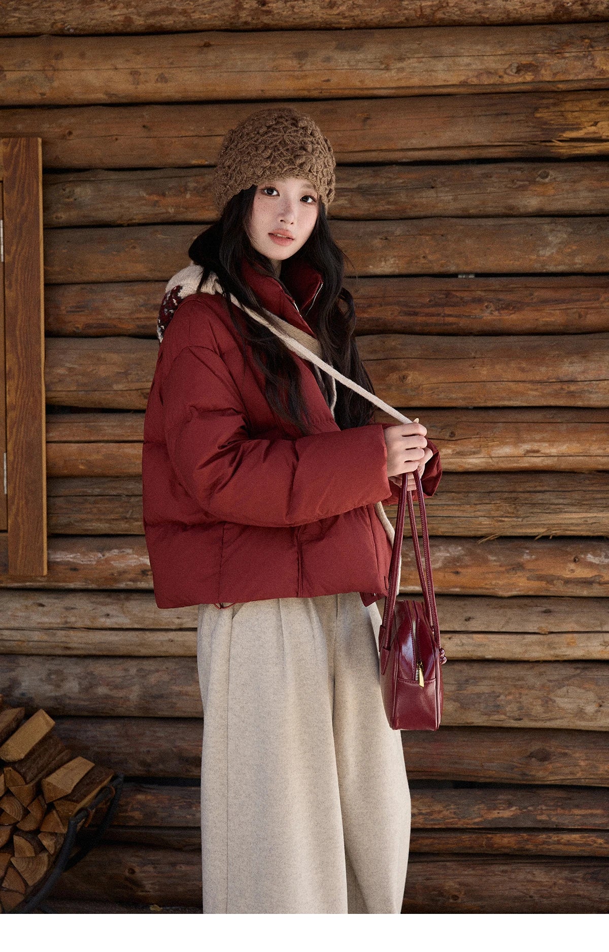 Mishow Christmas Jacquard Hat Down Jacket MXE90Y0086