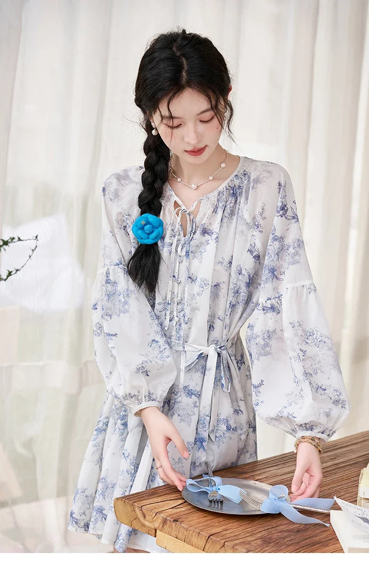Mishow Fairy Floral Puff Sleeve Chiffon Dress MXD14L1681