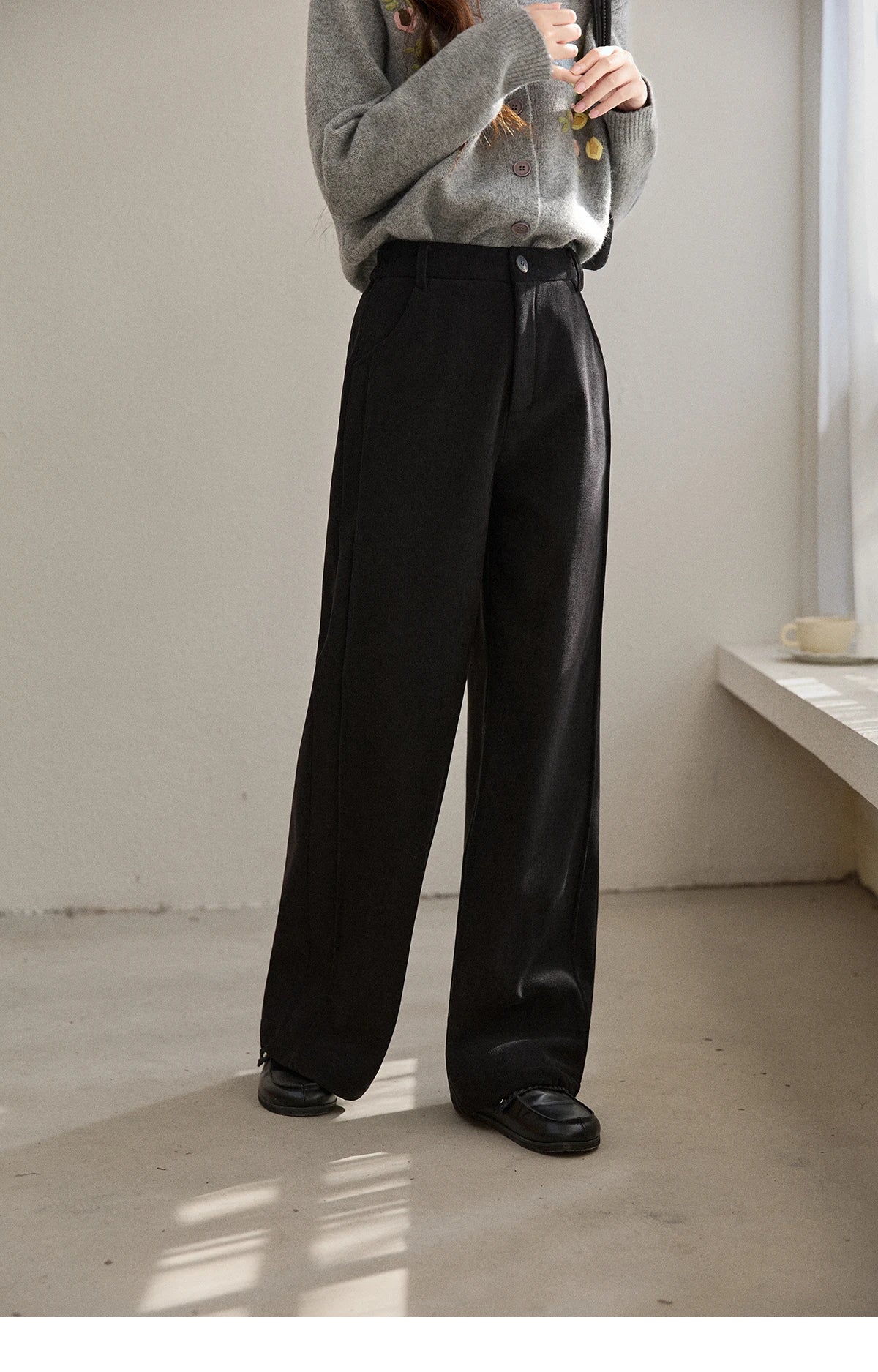 MISHOW Corduroy Straight Leg Pants Silver Fox Velvet Warm MXE91K1125