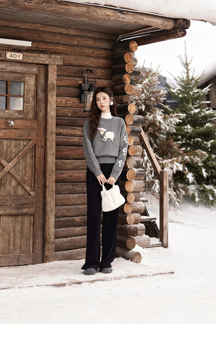 Mishow Soft Lamb Color Clash Spliced Pullover MXD59Z1140