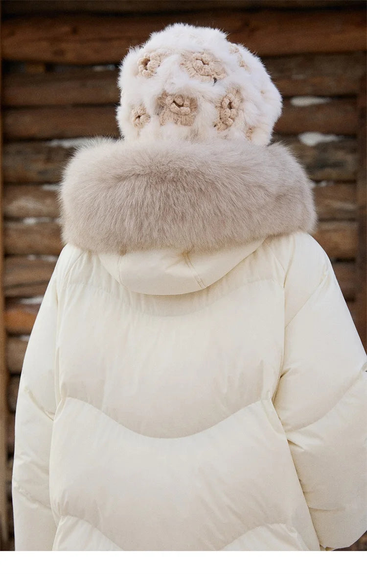 Mishow Fox Fur Collar 90% White Duck Down Jacket MXE51Y0082