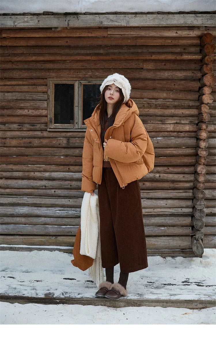 Mishow Hooded 90% White Duck Down Short Coat MXE51Y0080