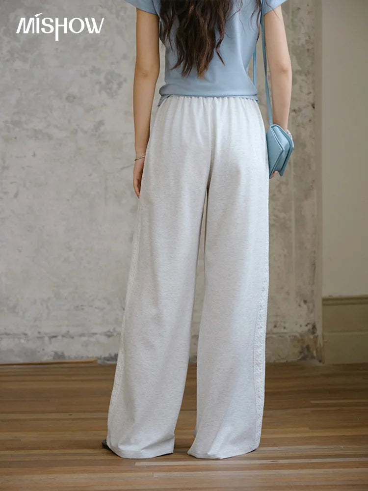 MISHOW Light Grey High Waist Pants Elastic Waist Wide Leg MXE31K0901