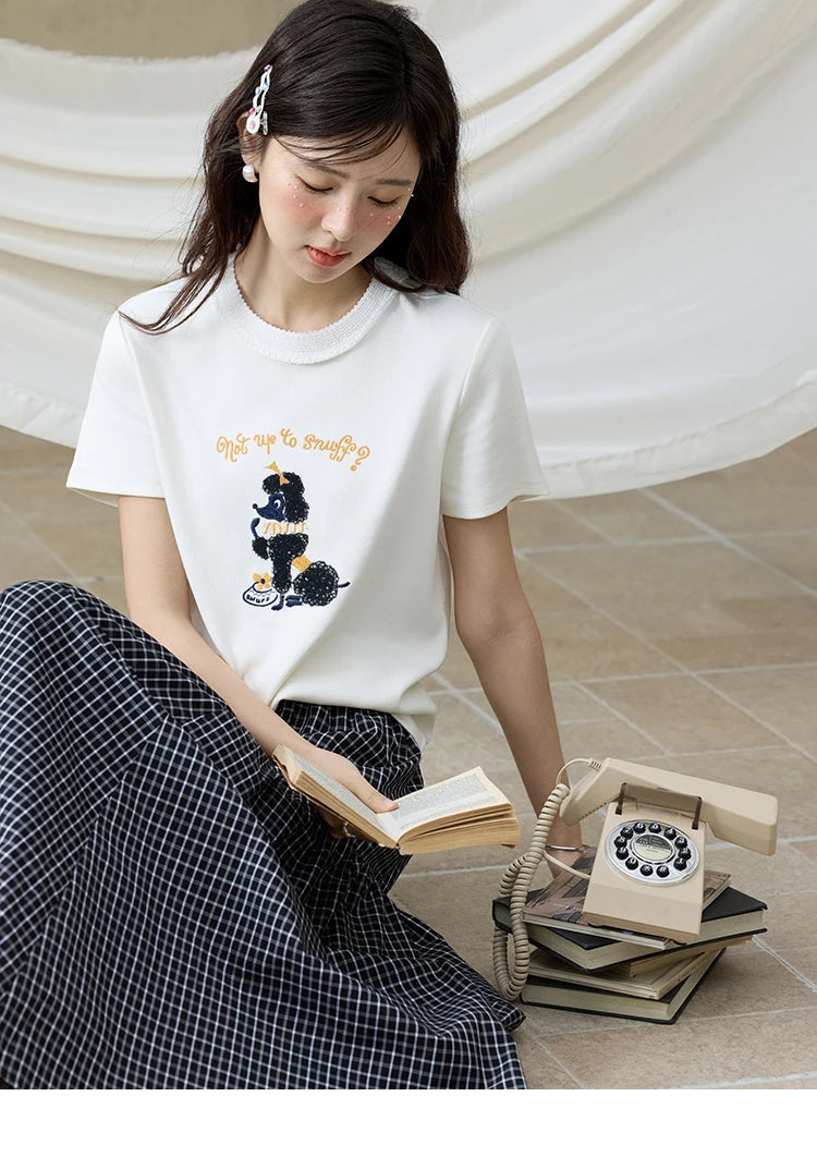 Mishow Dog Embroidered Cartoon Tee MXE33T0540
