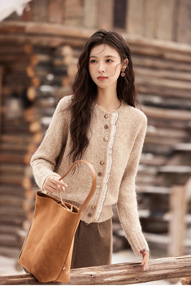 Mishow Spliced Lace Button Cardigan MXD58Z0998