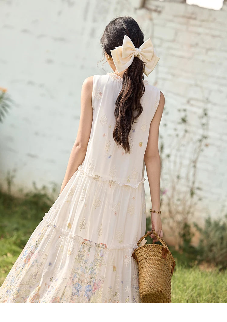 Mishow Mushroom Edge O-Neck Lace Up Tassel Dress MXE36L2253