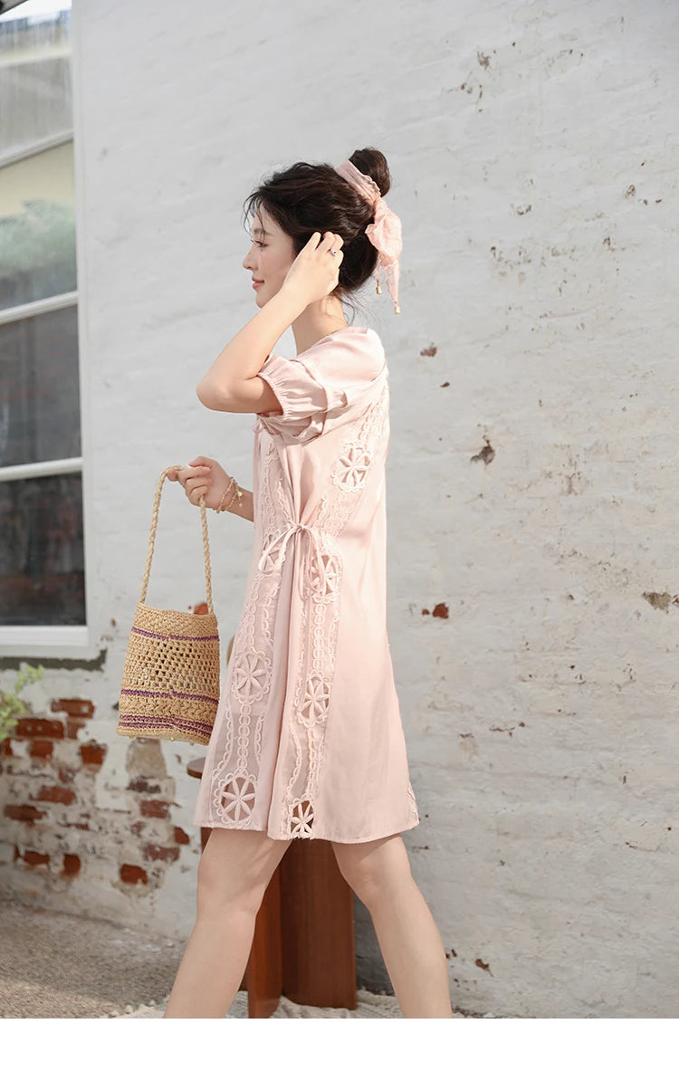 Mishow French Hollow Embroidered Lace-Up Dress MXD30L1950