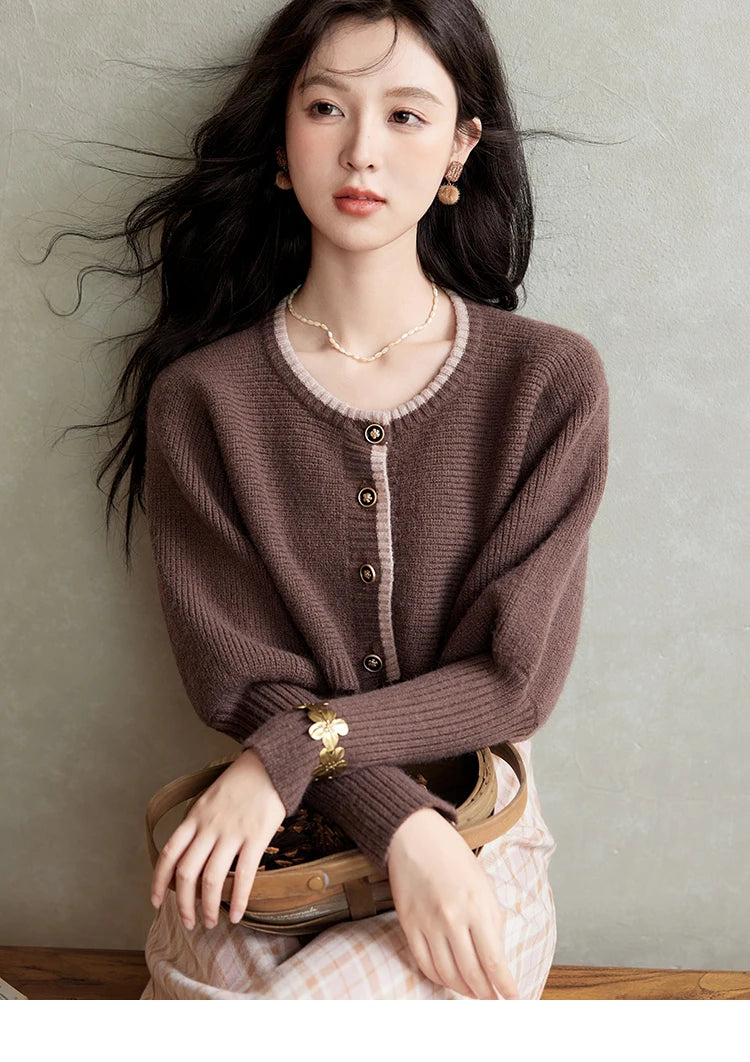 Mishow French Knitted Cardigan & Plaid Camisole Dress Set MXD43L2012