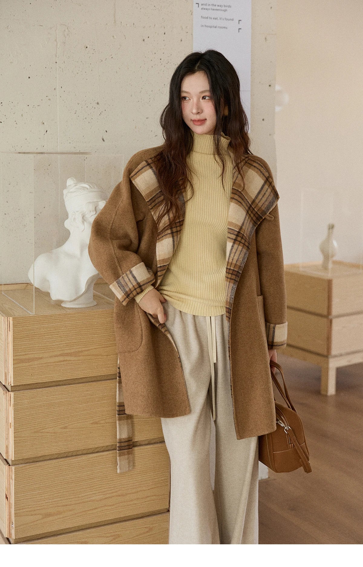 Mishow Plaid Double-Faced Wool Coat MXE89W0898