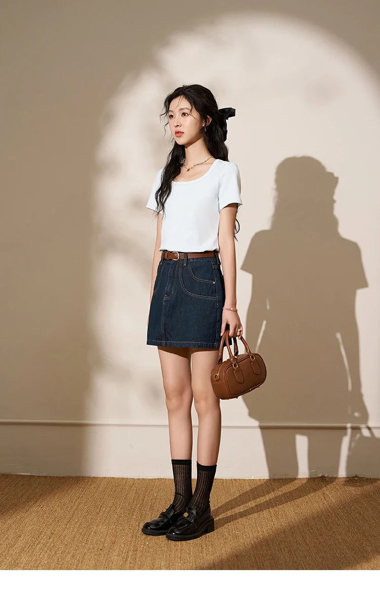 Mishow Square Neck Solid Tee MXC12T0641