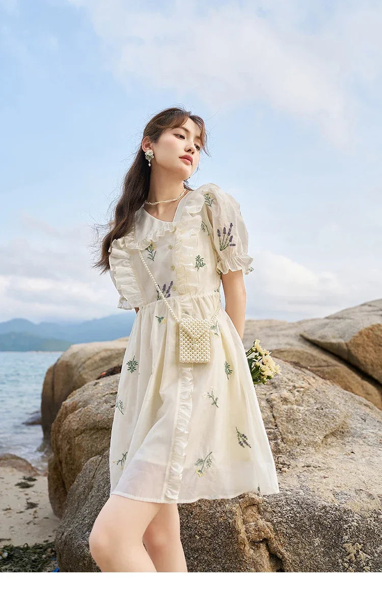 Mishow Fairycore Floral Flare Sleeve Ruffled Dress MXC38L1518