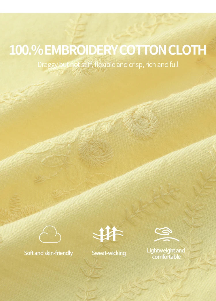 MISHOW 100% Cotton Puff Sleeve Shirt Round Neck Button MXE36X1873
