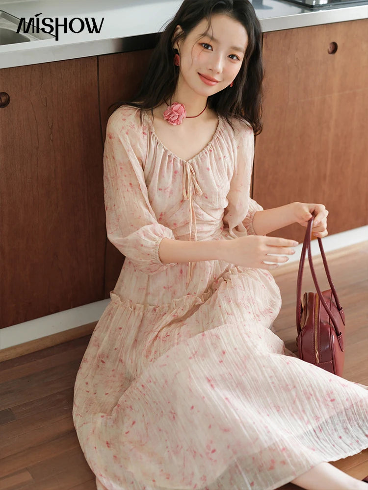 Mishow Korean Floral Convertible Off Shoulder Dress MXE41L2479