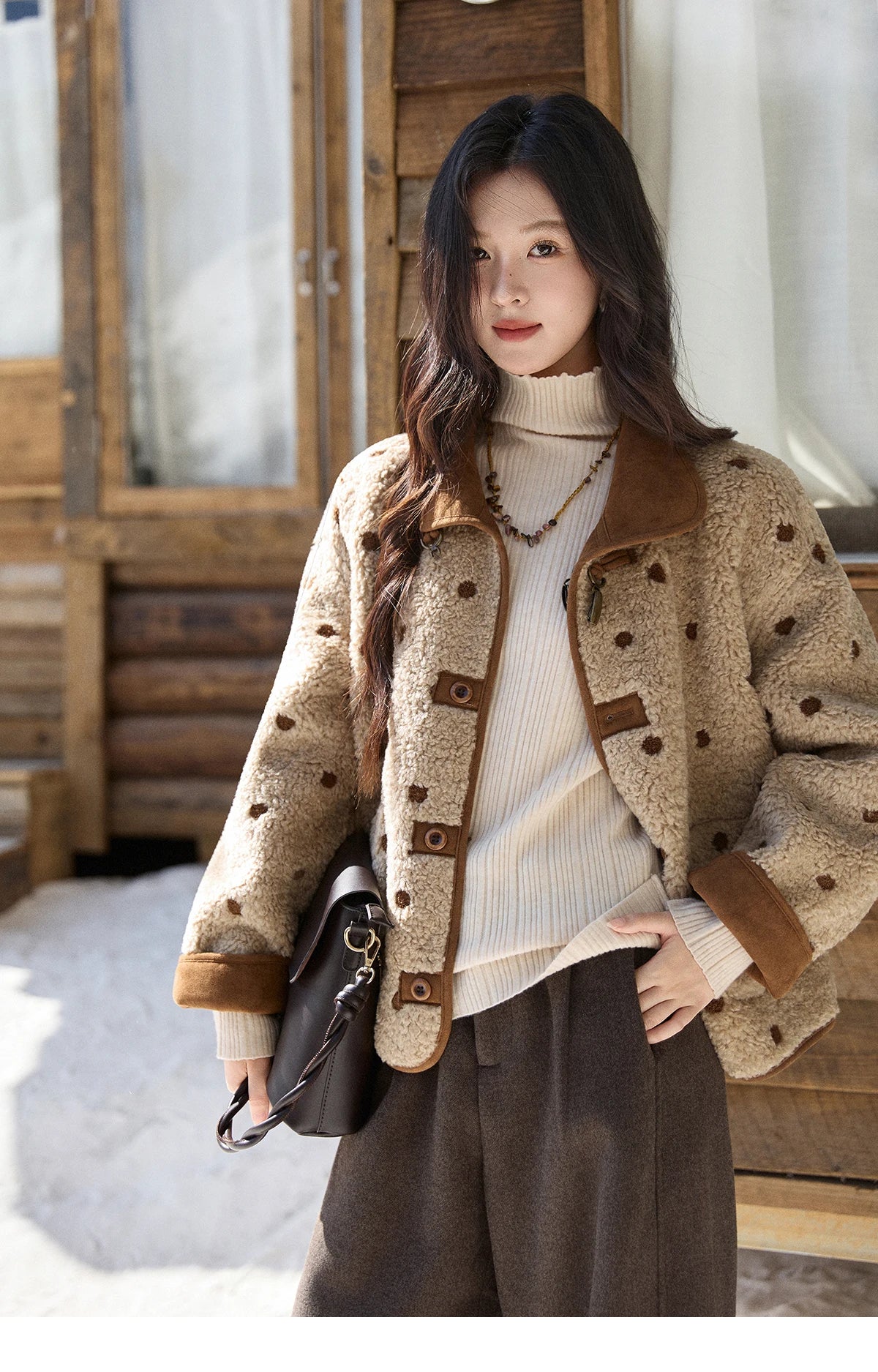 Mishow Brown Reversible Shearling Coat MXE93W1012
