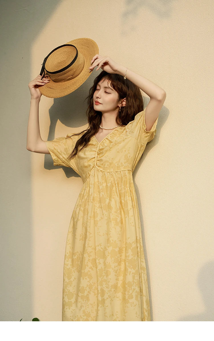 MISHOW French Chiffon Floral Puff Sleeve Dress MXD23L1878