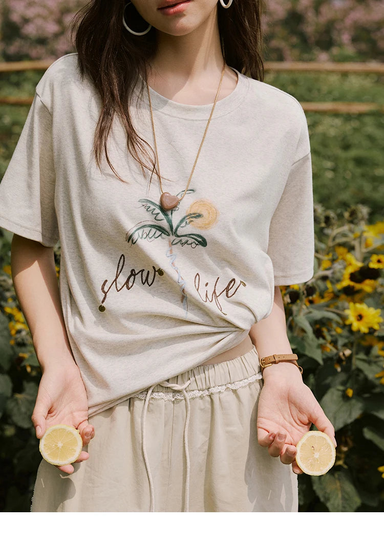 Mishow Coconut Tree Print Straight Tee MXE31T0520