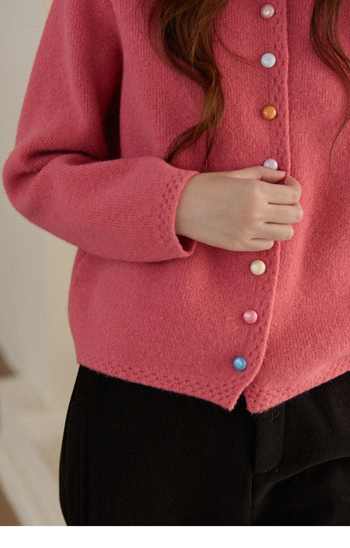 Mishow Rainbow Button Hollow Out Cardigan MXE90Z2796