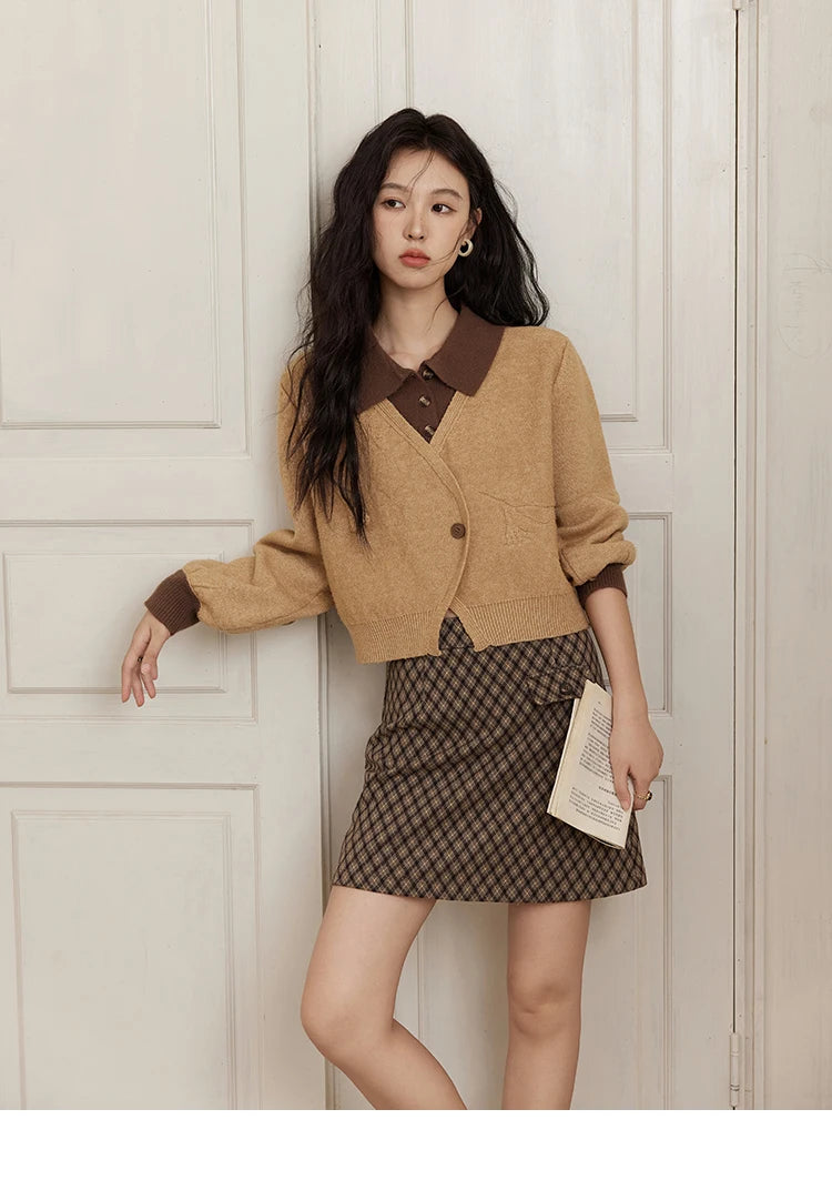 MISHOW Fake Two-piece Sweater Women French Retro Splicing Top MXD46Z0804