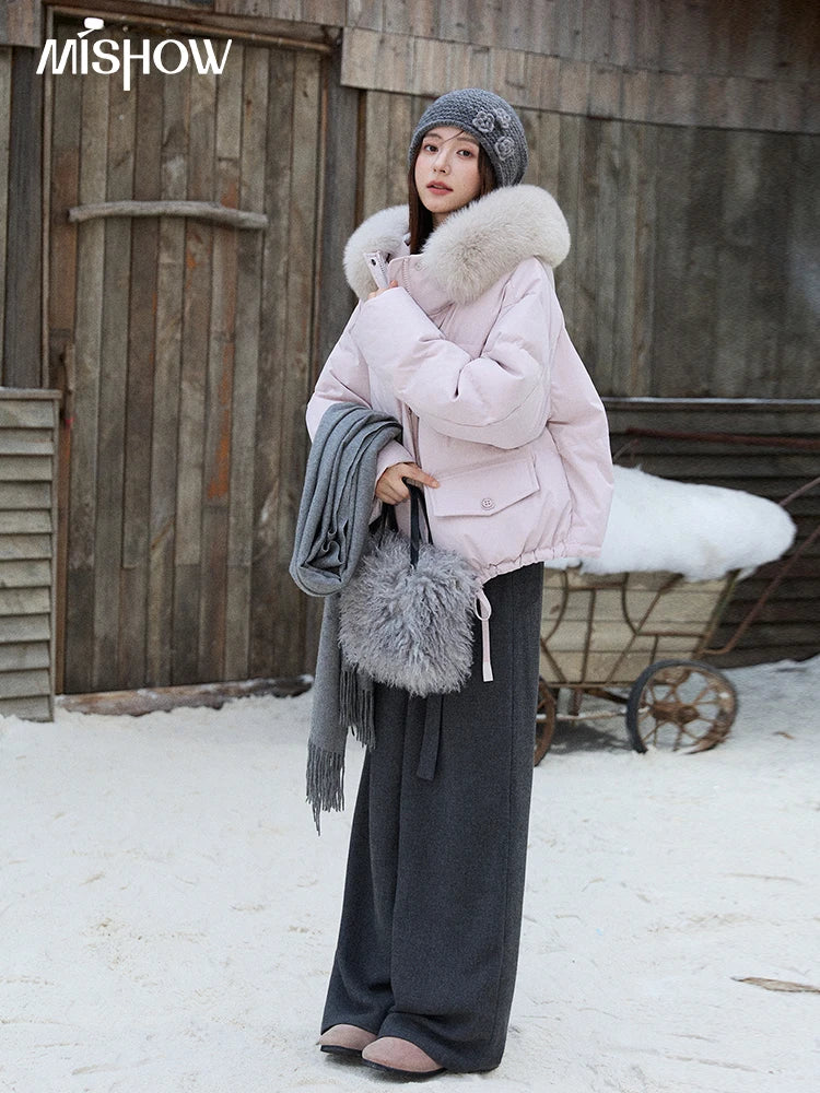 Mishow Short Detachable Fur Collar Down Jacket MXE87Y0084