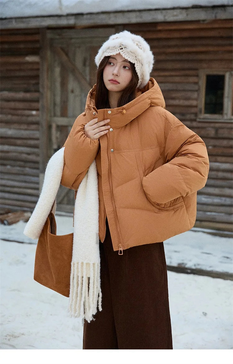 Mishow Hooded 90% White Duck Down Short Coat MXE51Y0080