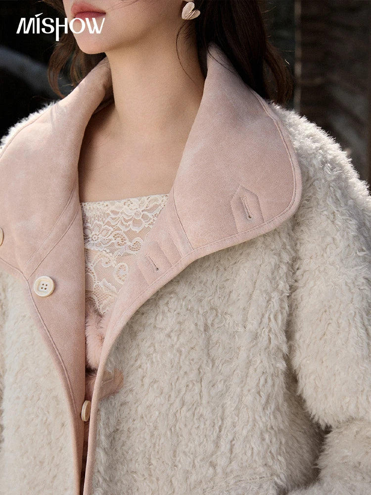 MISHOW Double Sided Lamb Wool Coat Lapel Pockets MXE91W1015