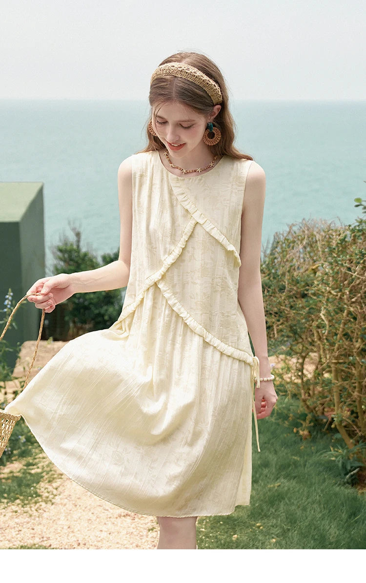 Mishow French Auricularia Edge Lace-Up Vest Dress MXD26L1821