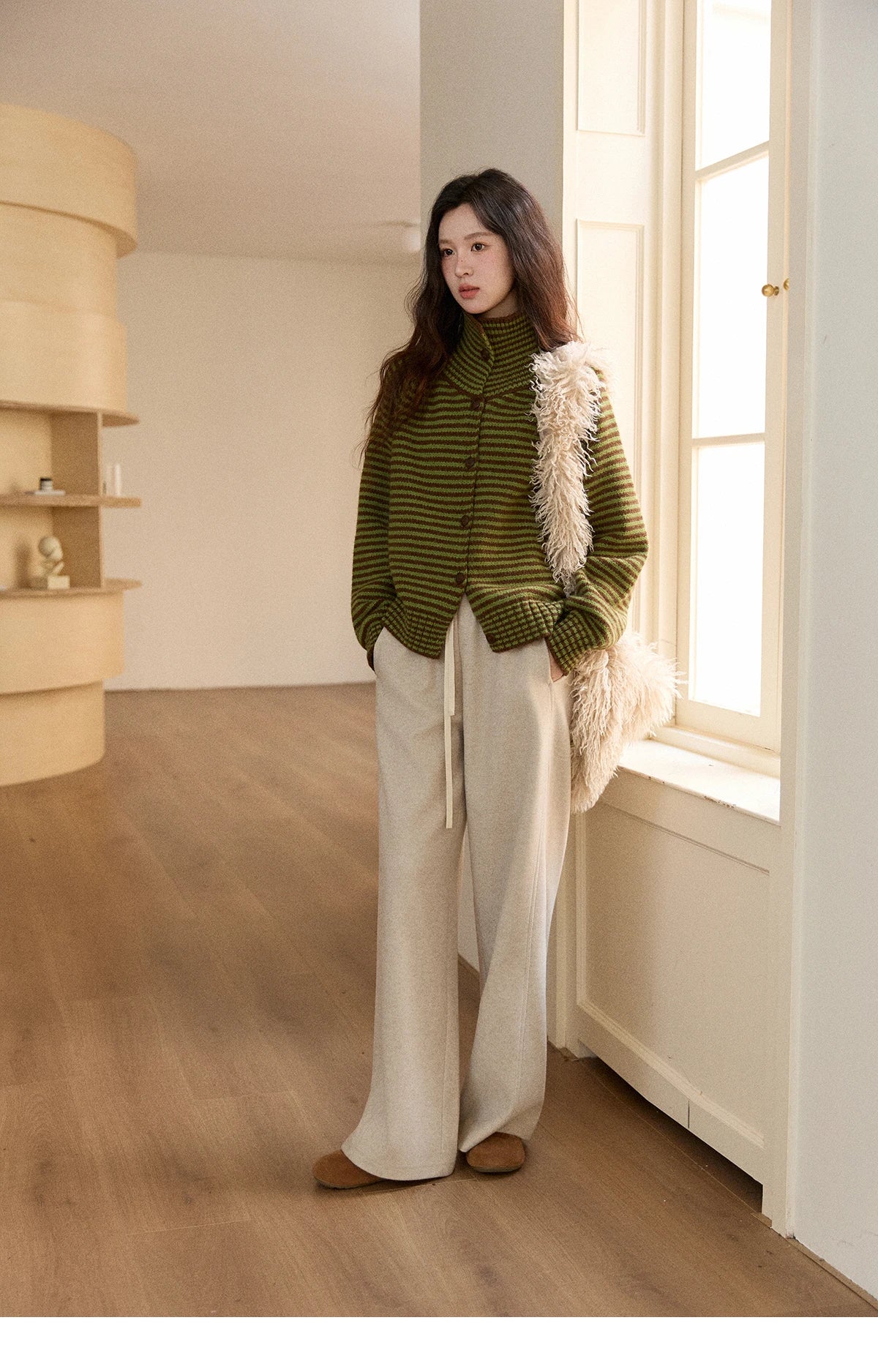 MISHOW Wide-Leg Pants High Waist Straight Lace-Up Loose MXE89K1100