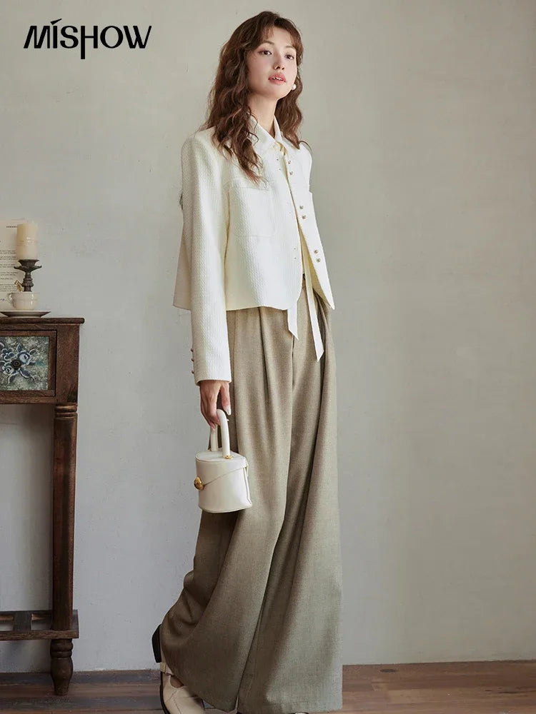 Mishow Retro Round Neck Gold Button Jacket MXC44W0072