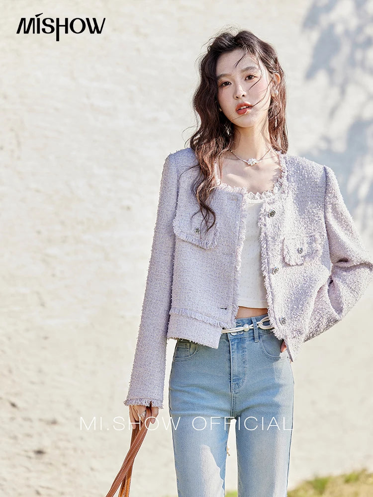MISHOW Tassel Fragrant Coat Rose Buckle Weave Square Collar MXE13W0733