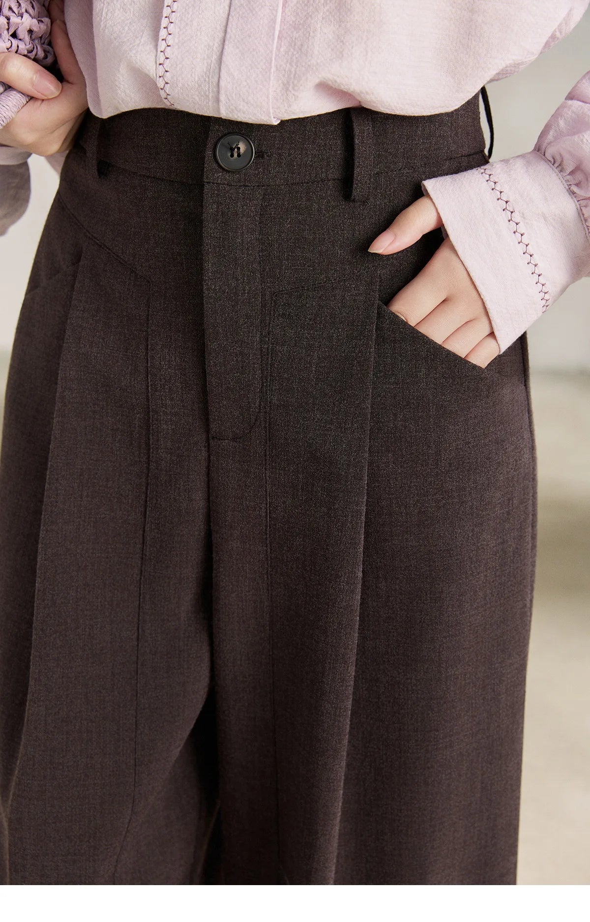 MISHOW Dark Purple Wide Leg Pants High Waist Pleated MXF13K1204